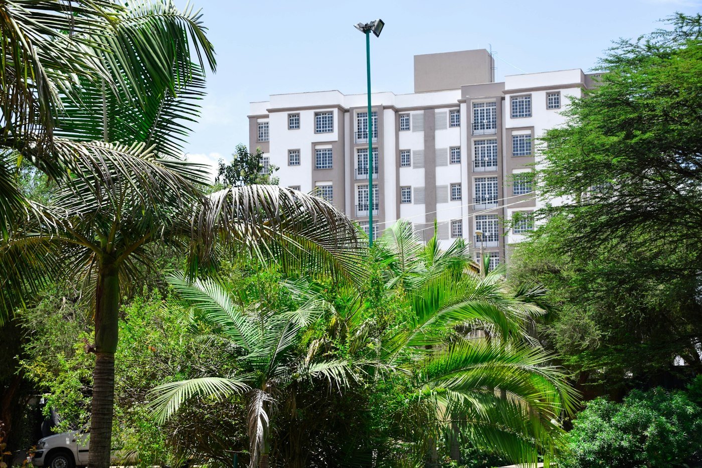 Apartment building among trees in Nairobi