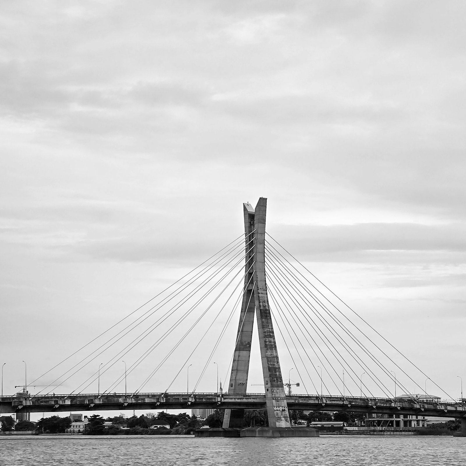Pylon and cables of the Lekki-Ikoyi Link Bridge in Lagos