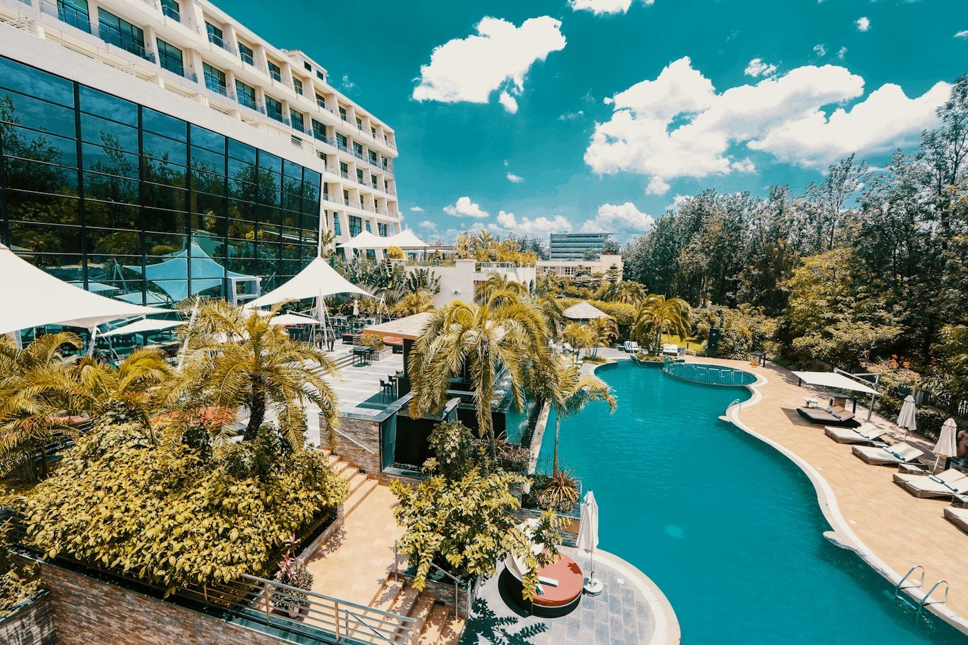 Hotel pool terrace in Kigali