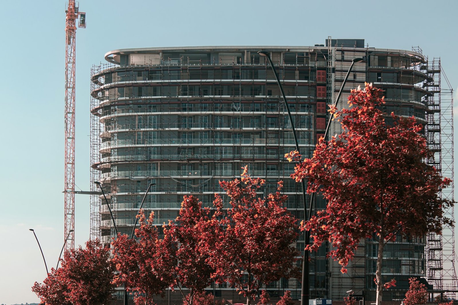 Building under construction with a tower crane in Johannesburg
