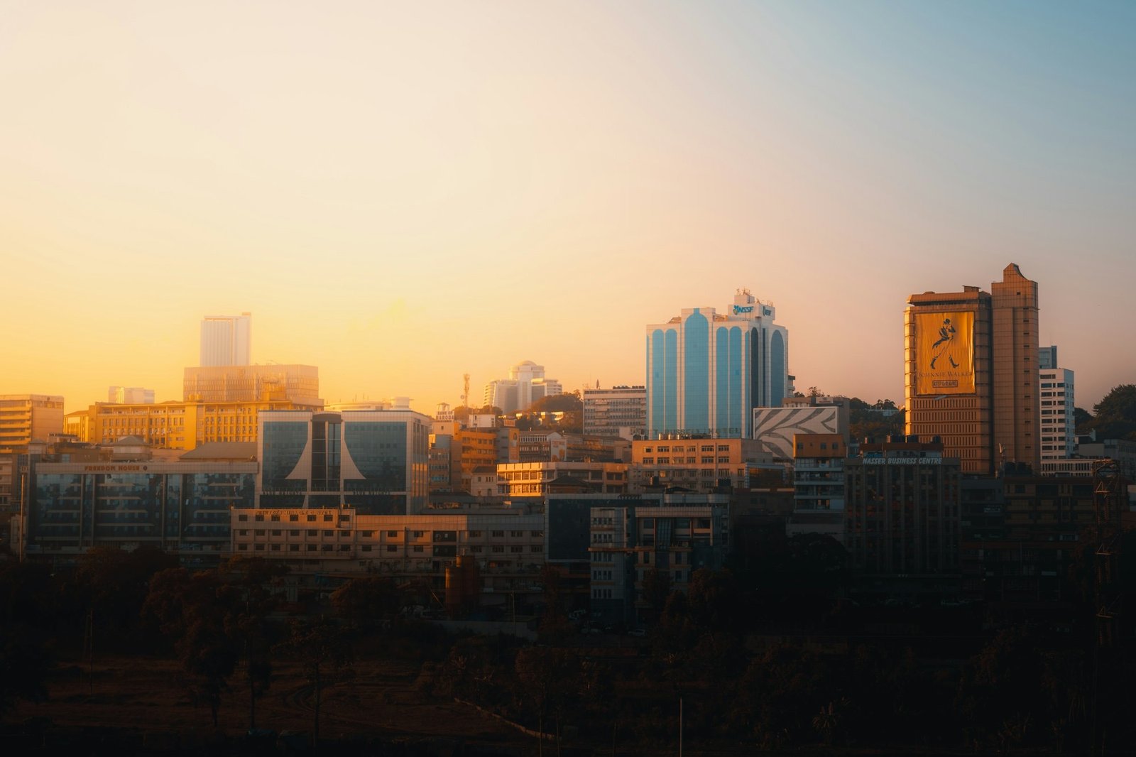 Kampala skyline at golden hour