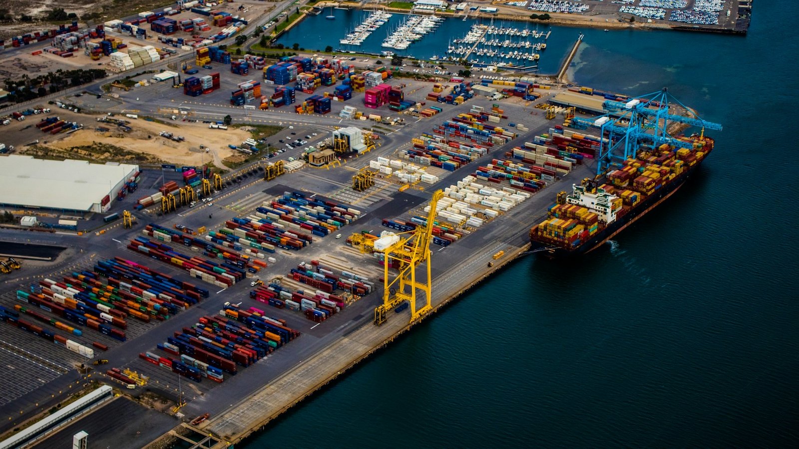 Aerial view of a container port in Lagos